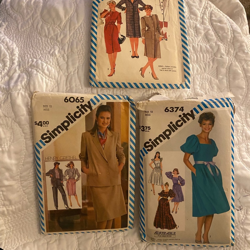 Simplicity 80s patterns size 12